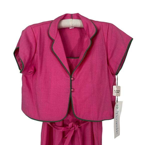 ✨Vintage 70s/80s Pink & Green sun summer‎ dress & jacket with tags Perwinkle 10 - Picture 2 of 13